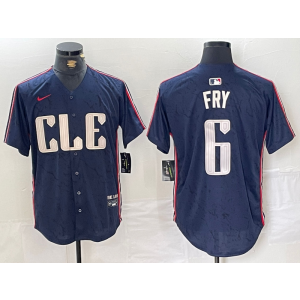 MLB Indians 6 Fry Navy 2024 City Connect Nike Cool Base Men Jersey