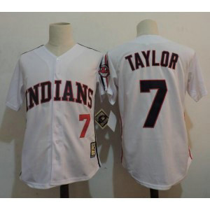 MLB Indians 7 Jake Taylor Throwback White Men Jersey