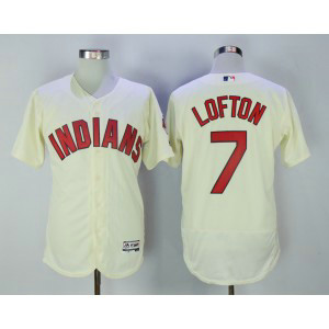 MLB Indians 7 Kenny Lofton Cream Flexbase Men Jersey