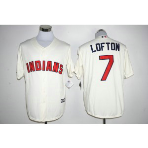 MLB Indians 7 Kenny Lofton Cream New Cool Base Men Jersey