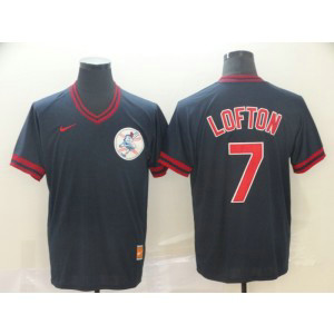 MLB Indians 7 Kenny Lofton Navy Nike Cooperstown Collection Legend V-Neck Men Jersey