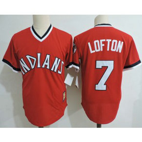 MLB Indians 7 Kenny Lofton Red Cooperstown Collection Throwback Men Jersey