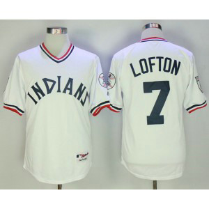 MLB Indians 7 Kenny Lofton White Throwback Men Jersey