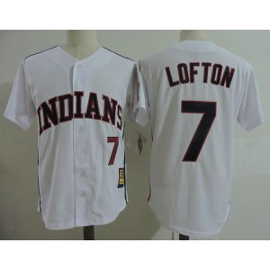 MLB Indians 7 Kenny Lofton White Throwback Men Jerseys