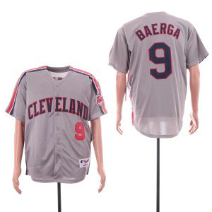 MLB Indians 9 Carlos Baerga Gray Throwback Men Jersey