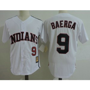 MLB Indians 9 Carlos Baerga White Throwback Men Jerseys