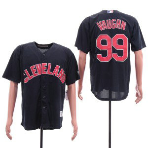 MLB Indians 99 Rick Vaughn Navy Blue Cool Base Men Jersey