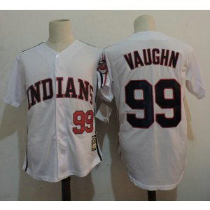 MLB Indians 99 Rick Vaughn Throwback White Men Jersey