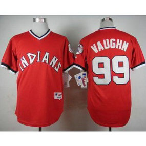MLB Indians 99 Ricky Vaughn Red 1974 Turn Back The Clock Men Jersey