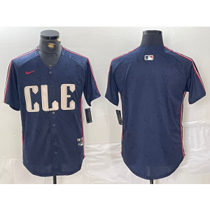 MLB Indians Blank Blue 2024 City Connect Nike Cool Base Men Jersey