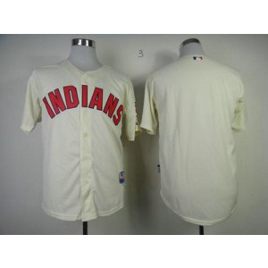 MLB Indians Blank Cream Cool Base Men Jersey