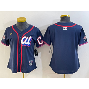 MLB Indians Blank Navy American League 2025 All Star Nike Cool Base Women Jersey