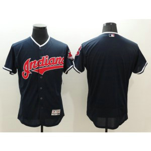 MLB Indians Blank Navy Blue Flexbase Men Jersey
