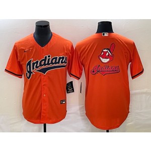 MLB Indians Blank Orange Baseball Nike Cool Base Men Jersey
