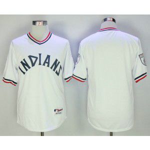 MLB Indians Blank White Throwback Men Jersey