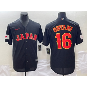 MLB Janpan 16 Shohei Ohtani Samurai Black Nike Cool Base Men Jersey