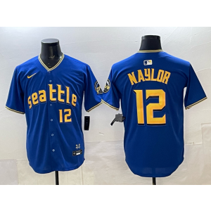 MLB Mariners 12 Naylor Blue City Nike Cool Base Men Jersey