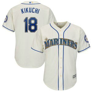 MLB Mariners 18 Yusei Kikuchi Cream Cool Base Men Jersey