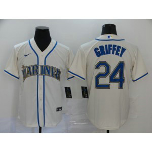 MLB Mariners 24 Ken Griffey Cream 2020 Nike Cool Base Men Jersey