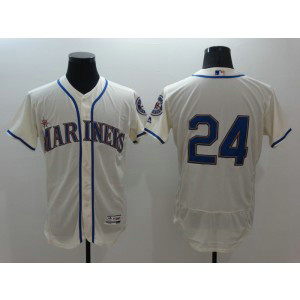 MLB Mariners 24 Ken Griffey Cream Flexbase Men Jersey