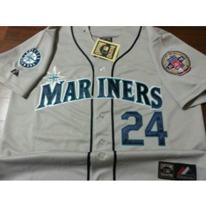 MLB Mariners 24 Ken Griffey Grey Cool Base Men Jersey