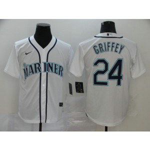 MLB Mariners 24 Ken Griffey Jr. White Nike Cool Base Men Jersey