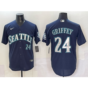 MLB Mariners 24 Ken Griffey Navy Nike Cool Base Men Jersey