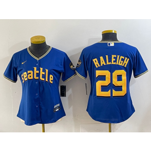 MLB Mariners 29 Raleigh Blue City Connect Nike Cool Base Women Jersey
