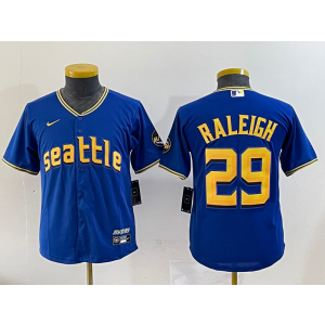 MLB Mariners 29 Raleigh Blue City Nike Cool Base Youth Jersey
