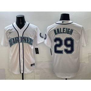 MLB Mariners 29 Raleigh White Nike Cool Base Men Jersey