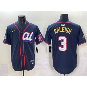 MLB Mariners 3 Raleigh Navy American League 2025 All Star Nike Cool Base Men Jersey
