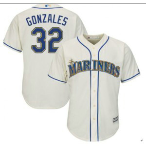 MLB Mariners 32 Marco Gonzales Cream Cool Base Men Jersey
