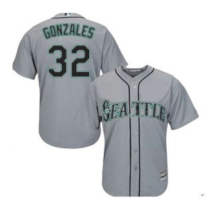 MLB Mariners 32 Marco Gonzales Gray Cool Base Men Jersey