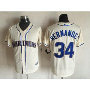 MLB Mariners 34 Felix Hernandez Cream New Cool Base Men Jersey