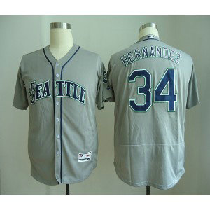 MLB Mariners 34 Felix Hernandez Gray Flexbase Men Jersey