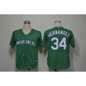 MLB Mariners 34 Felix Hernandez Green Alternate Cool Base Men Jersey
