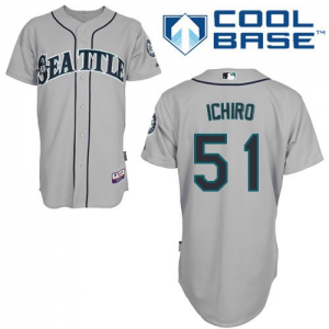MLB Mariners 51 Ichiro Suzuki Gray Cool Base Men Jersey