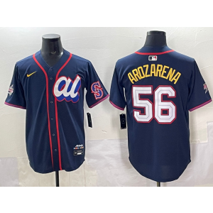 MLB Mariners 56 Aarozarena Navy American League 2025 All Star Nike Cool Base Men Jersey