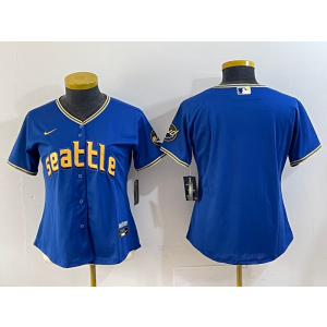 MLB Mariners Blank Blue City Connect Nike Cool Base Women Jersey