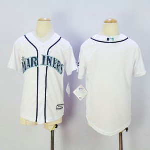 MLB Mariners Blank White Cool Base Youth Jersey