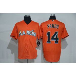 MLB Marlins 14 Martin Prado Orange New Cool Base Men Jersey