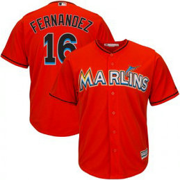 MLB Marlins 16 Jose Fernandez Orange Alternate Men Jersey