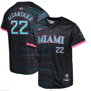 MLB Marlins 22 Alcantara Black 2025 City Connect Nike Cool Base Men Jersey