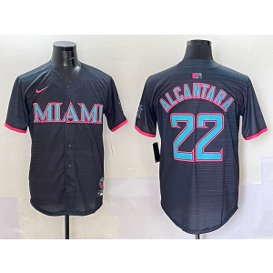 MLB Marlins 22 Alcantara Black 2025 City Connect Nike Cool Base Men Jersey