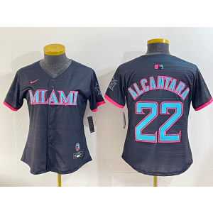 MLB Marlins 22 Alcantara Black 2025 City Connect Nike Cool Base Women Jersey