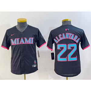 MLB Marlins 22 Alcantara Black 2025 City Connect Nike Cool Base Youth Jersey