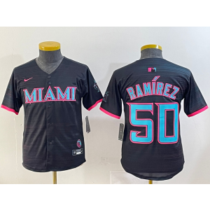 MLB Marlins 50 Ramirez Black 2025 City Connect Nike Cool Base Youth Jersey