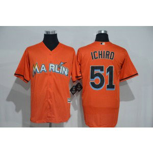 MLB Marlins 51 Ichiro Suzuki Orange New Cool Base Men Jersey