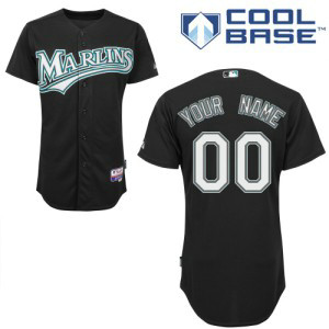 MLB Marlins Black Customized Men Jersey