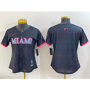 MLB Marlins Blank Black 2025 City Connect Nike Cool Base Women Jersey